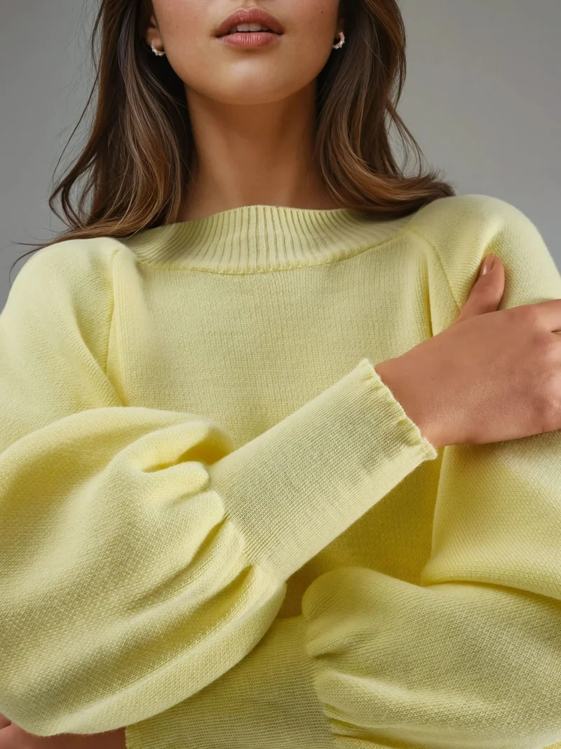 My Fashion Lemon Yellow MY FASHION Loose Fit Sweater & Pants Knit Co-ord Set for Women | Best Price UAE